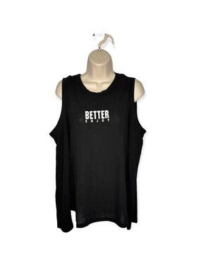 Shein Curve Better Enjoy Cold Shoulder Black Long Sleeve Top‎ Women's Size 3XL